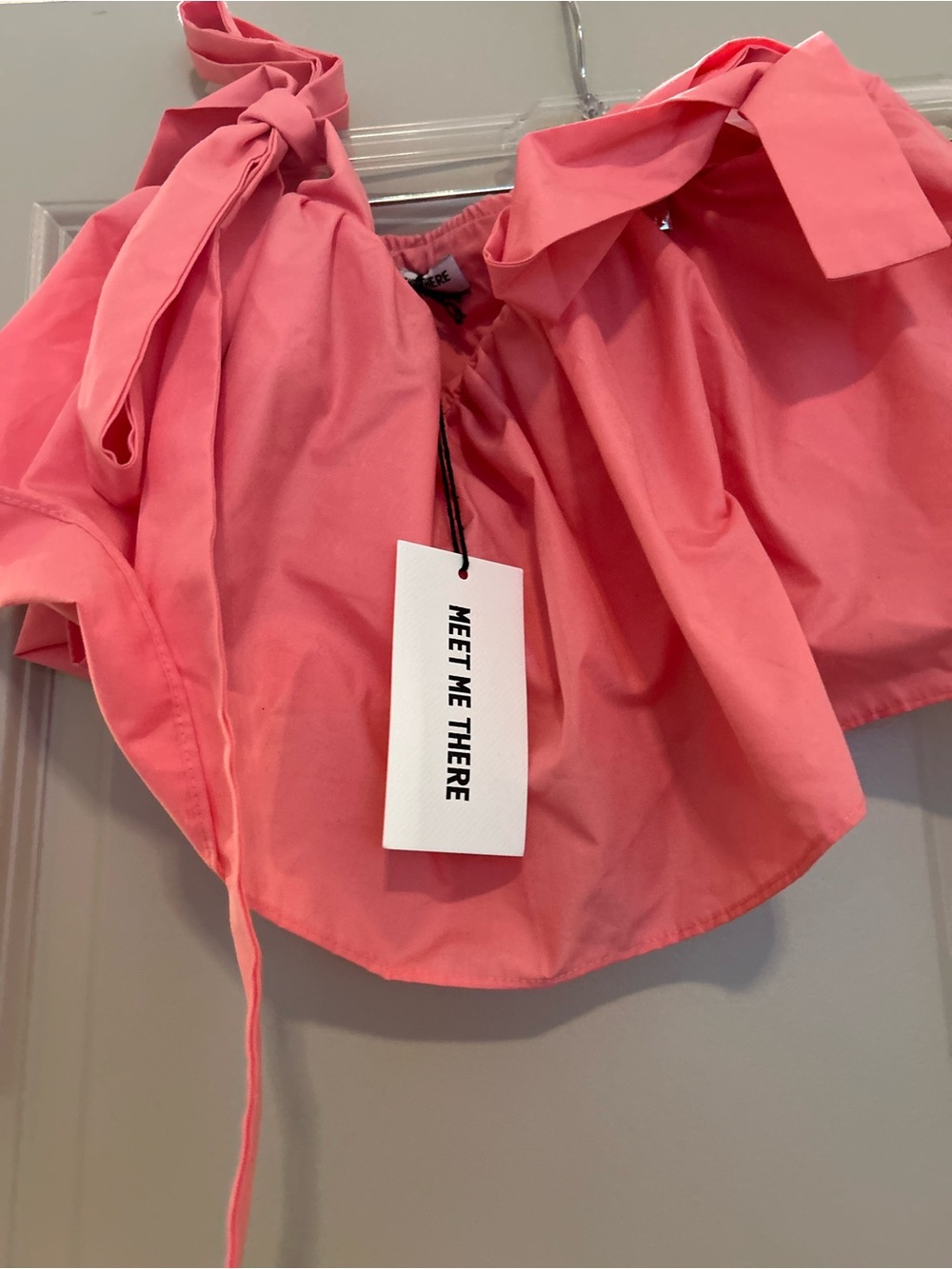 Coral Pink Tie-Shoulder Crop Top